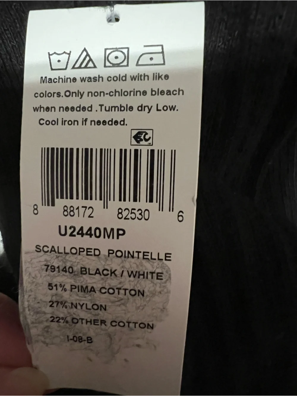 Hue Womens 3 Pk Scalloped Pointelle Crew Socks 2 Black/1 White One Size MSRP $21